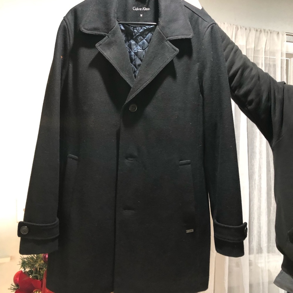 Black mens pea coat